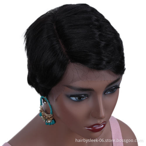 Rebecca Retail marketable Straight Pixie Cut Wig Lace Part Human Hair Wigs Lace Front Pre Plucked Brazilian Short Wigs For Women